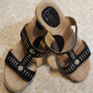 b.o.c. born concept black wedge sandal sz 10